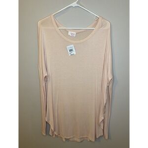 Fantastic Fawn Women Pink Long Sleeve Relaxed Oversized Top Medium NWT